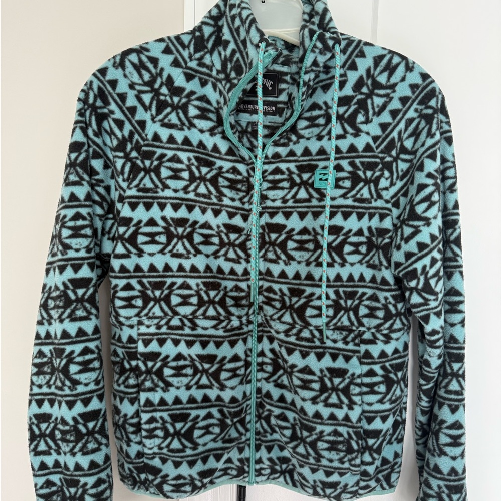 Billabong Blue and Black Geometric Fleece Jacket
